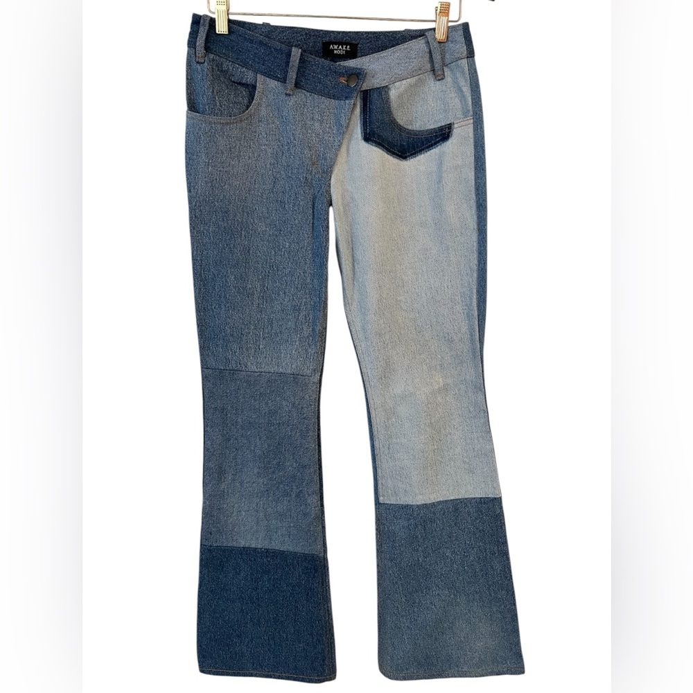 ✨A.W.A.K.E. MODE✨Patchwork Low-Rise Flared Jeans - Picture 6 of 9